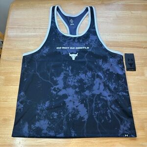 Under Armour Project Rock Tank Mens Large L NWT Do Not Go Gentle Mesh Blue